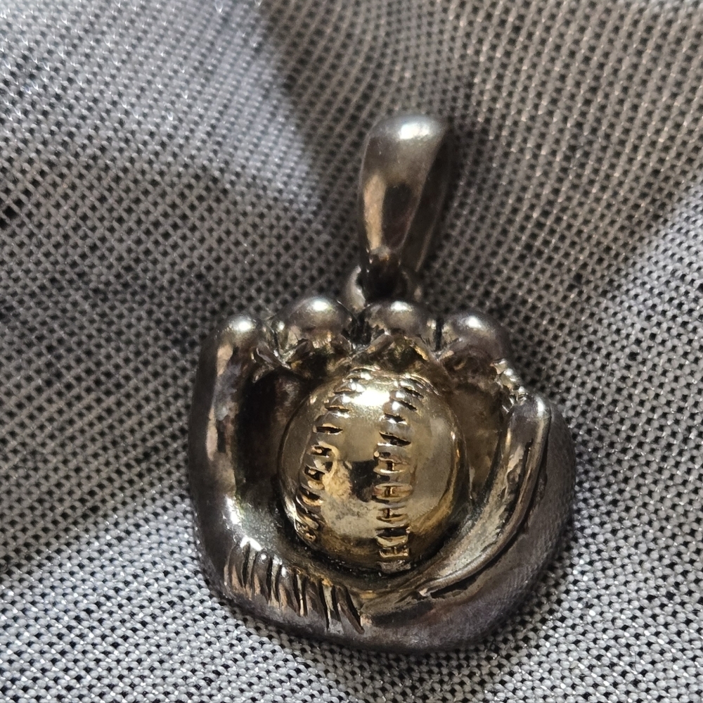 Sterling Silver and Gold Tone Baseball Glove Pendant Vintage 925 Tested Sports